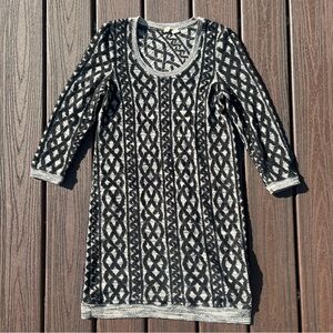 Anthropologie Moth Black and Gray Sweater Dress Womens Size S Winter Office Boho